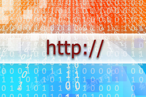 Preview: The text inscription HTTP is written on a semitransparent field surrounded by a set of abstract