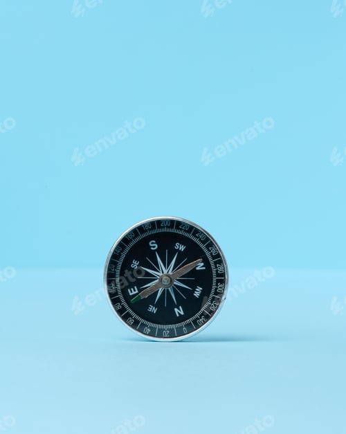Preview: Round compass on a blue background