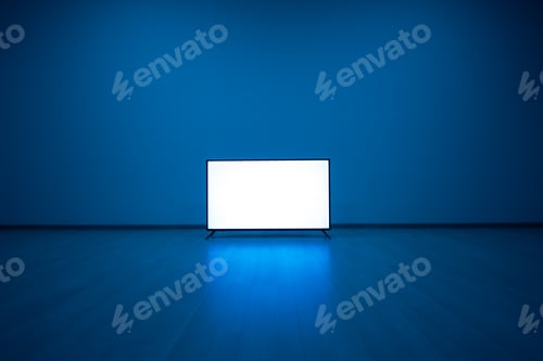 Preview: The television on the floor with a blue light background