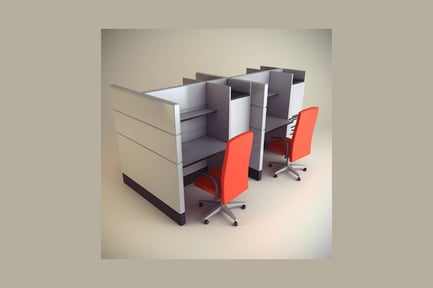 Preview: Office cubicles with desks and chairs