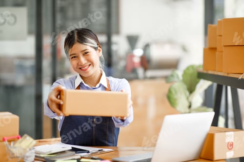 Preview: SME entrepreneur Small business entrepreneurs Online selling ideas,Happy Young Asian business owner