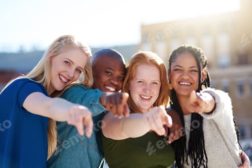 Preview: We want you to be a part of our team. Portrait of a group of people pointing their fingers forward.