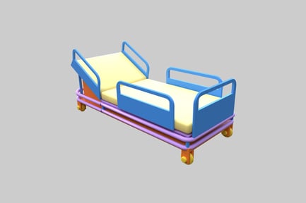 Preview: Cartoon hospital bed with wheels