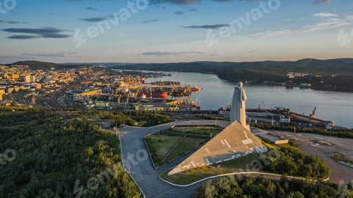 Preview: Aerial view of Murmansk before sunset