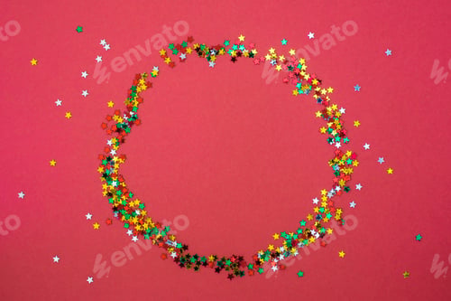 Preview: Christmas wreath from star sparkles on red