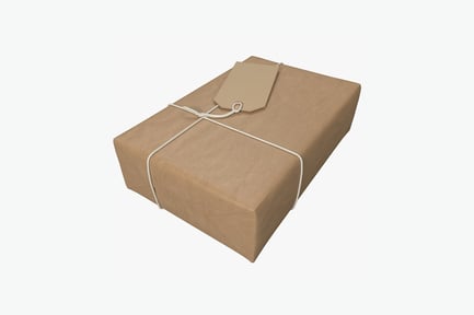 Preview: Brown paper gift box with tag and string