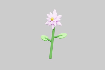 Preview: Lilac pastel flower with leaves