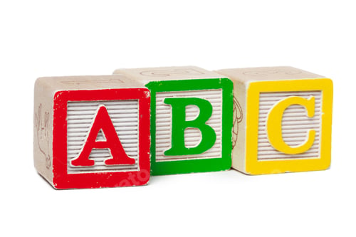Preview: Wooden alphabet blocks isolated on white background