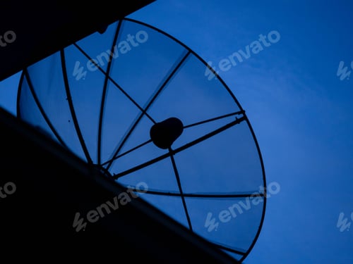 Preview: satellite communication technology blue sky background wallpaper copy space radio radar dish science