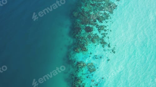 Preview: Aerial view of clear sea water and coral reef in Koh Kradan Island, Andaman sea
