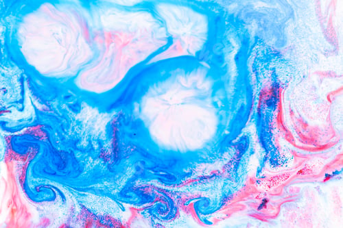 Preview: Fluid Art. Abstract Lilac Pink Background. Liquid Marble Texture Design. Blue Pink Pattern