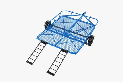 Preview: Blue Steel Stand-Up Utility Trailer with Ramps