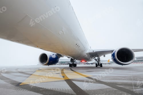 Preview: Winter frosty day at airport during snowfall