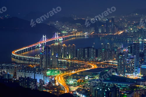 Preview: Busan cityscape Gwangan Bridge at night