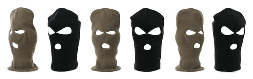 Preview: Set with different balaclavas on white background. Banner design