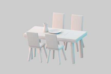 Preview: Simple white dining set piece
