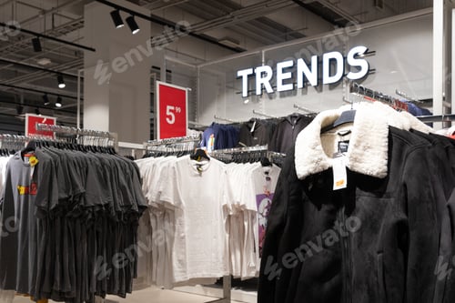 Preview: sale of stylish Youth clothing in a shopping center for men and women