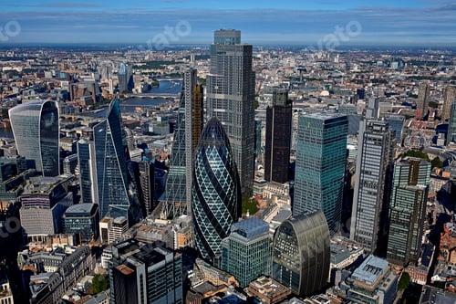 Preview: UK, London, High angle view of City of London skyscrapers