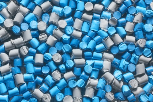 Preview: Close up picture of color masterbatch pellets, selective focus.