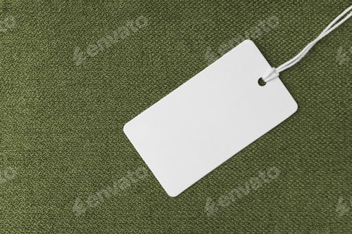 Preview: Blank Tag on Textured Olive Green Fabric