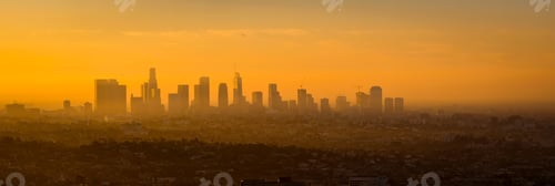 Preview: Panoramic view of Los Angeles skyline at sunrise
