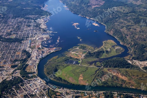 Preview: Aerial view of a small town, Port Alberni, on Vancouver Island