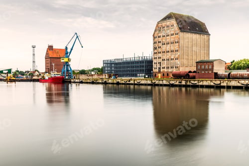 Preview: Panoramic view of the commercial harbour of Stralsund