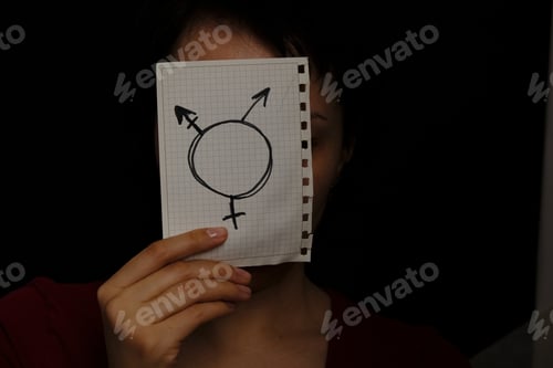 Preview: Transgender symbol on a black background close-up
