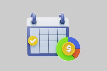 Financial calendar with chart coin