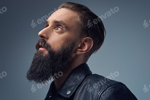 Preview: Close up portrait of bearded male.