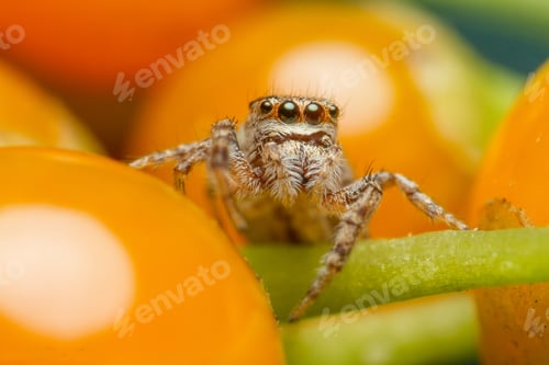Preview: Small jumping spider, close-up image, space for text