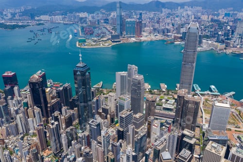 Preview: Central, Hong Kong 25 August 2020: Top view of Hong Kong city