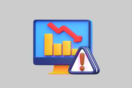 Preview: Business downfall chart with alert