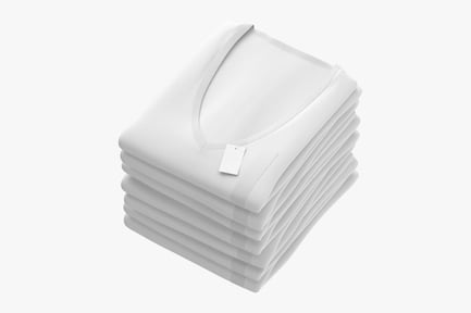 Preview: Pile of White V-Neck T-Shirts with Tag