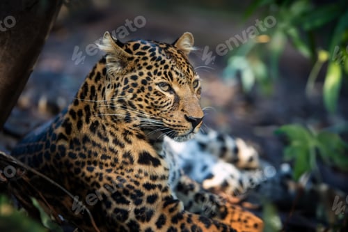 Preview: Close young leopard portrait in jungle