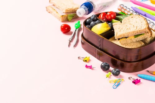 Preview: School wooden lunch box with sandwiches