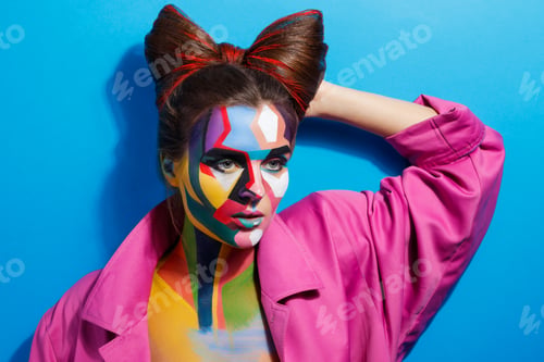 Preview: Model with a creative pop art make-up on her face