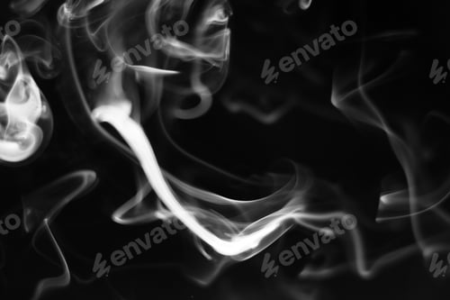 Preview: Abstract Swirls of White Smoke Against Black Background