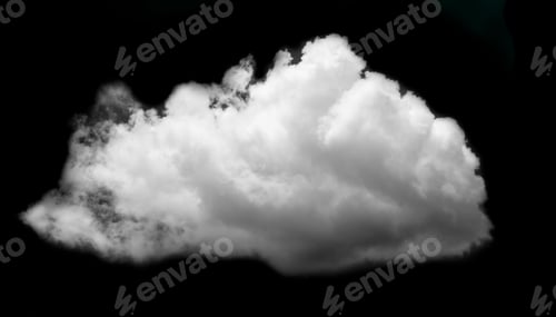Preview: White fluffy clouds isolated on black background