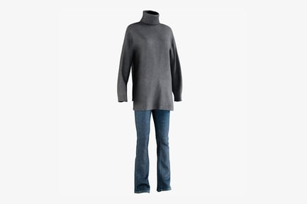 Preview: Women's Turtleneck Sweater with Flared Jeans Outfit