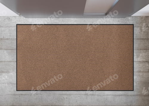 Preview: Blank brown door mat on concrete floor, perfect for showcasing custom designs or logos
