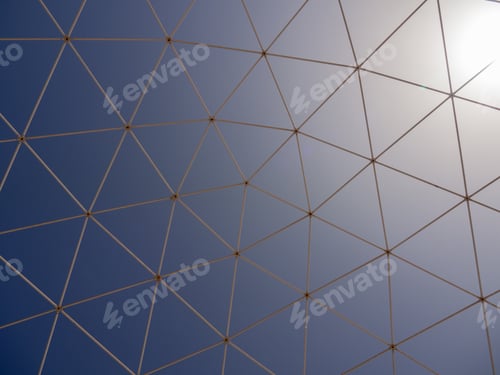Preview: Artificial semisubmersible geodesic dome in the blue sky background in Fuerte Ventura