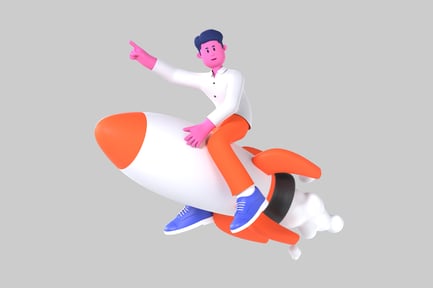 Preview: Man riding rocket cartoon character