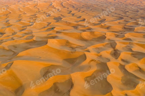 Preview: Desert Safari with sand dune. Natural landscape background at sunset time.