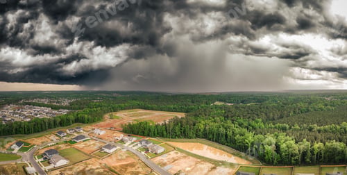 Preview: Aerial view of Summer Thunderstorms over Grovetown, Georgia.