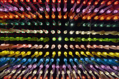 Preview: Colorful lanterns or lamps. Traditional festival in Harikulchai Temple, Lamphun, Thailand.