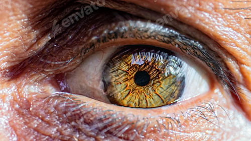 Preview: Beautiful closeup macro shot of the details of a green human eye with a small pupil