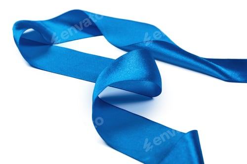 Preview: Blue ribbon bow isolated on white background