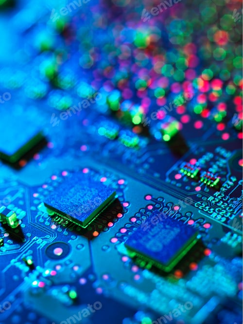 Preview: Close up detail of blue computer circuit board