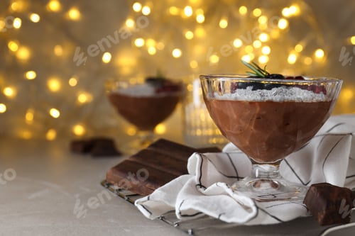 Preview: Concept of delicious and sweet food - chocolate mousse